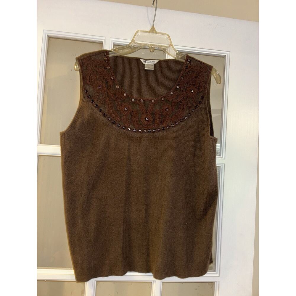 Peter Negate collection brown night sleeveless tank career beaded 2XL unique